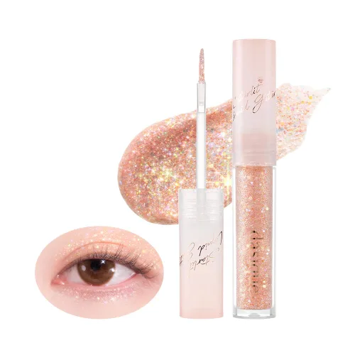 Vista 11 de dasique Starlit Jewel - Brillo líquido c #01 Frozen Gold Sombra de purpurina parpadeante Maquillaje coreano Maquillaje de ojos brillante