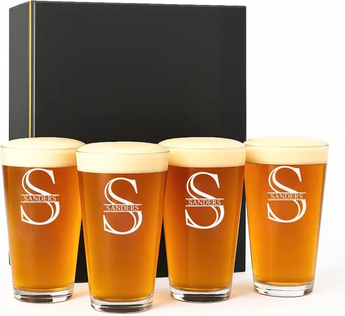 Vista 10 de Regalos personalizados para hombres – Vasos de cerveza grabados – Regalos de vidrio grabado personalizados para hombres y mujeres – Ideal