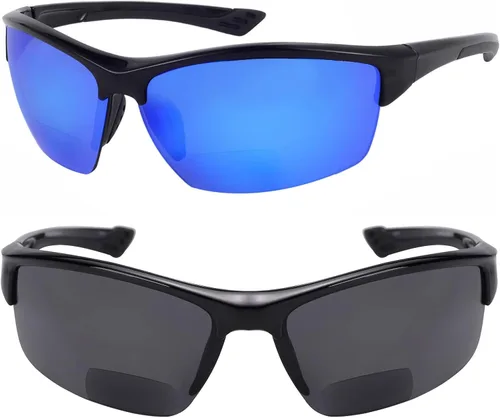 Vista 7 de Mass Vision "The Skillful" - 2 pares de lentes de sol bifocales polarizados unisex ligeros Open Road Azul