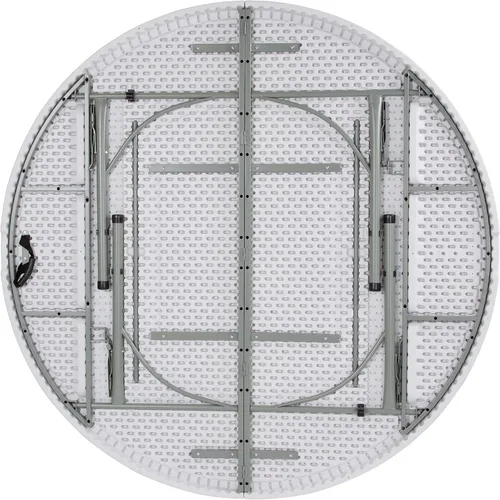 Vista 6 de BizChair Mesa plegable redonda de 6 pies de plástico blanco granito bi-Fold con mango