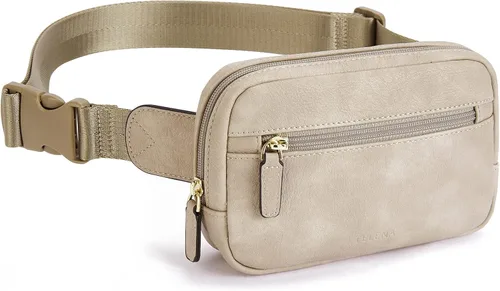 Vista 7 de Telena Riñonera de piel sintética para mujer, bolsa cruzada con correa ajustable, 1-Gris nube