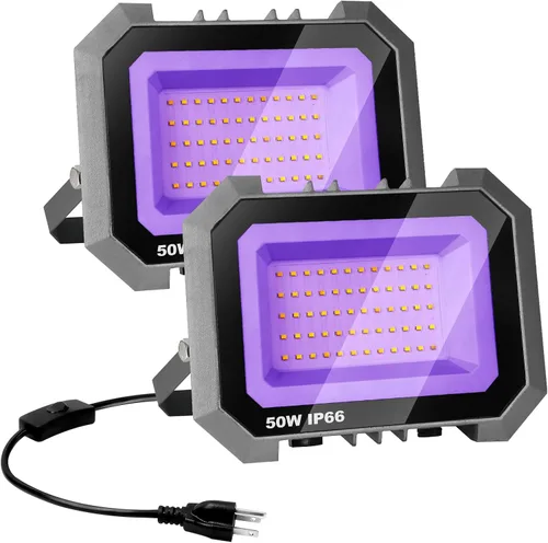Vista 9 de Paquete de 2 Luces Negras LED de 30W, Luz de Inundación de Luz Negra con Interruptor de Encendido/Apagado Cable de 6.7 Pies, Luces Negras