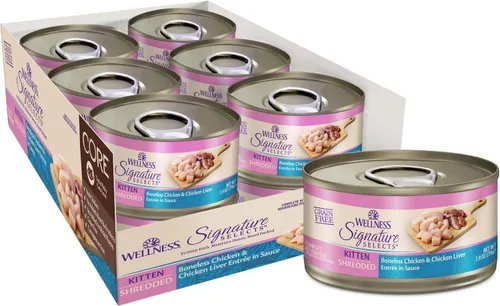 Vista 14 de Wellness CORE Signature Selects - Alimento húmedo enlatado grueso para gatos adultos, natural, rico en proteínas, sin granos, receta de carne de res