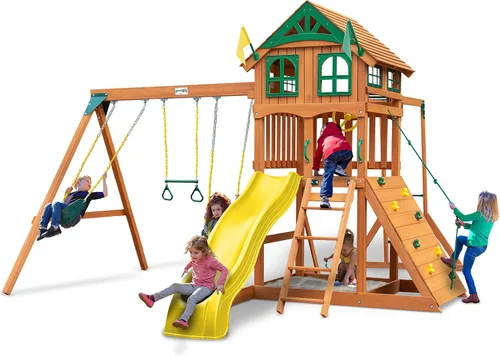 Vista 18 de Gorilla Playsets 01-0001-Y - Juego de columpio con pared de escalada ancha