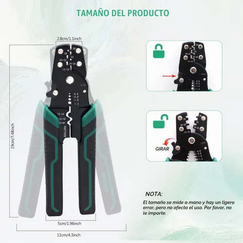 Vista 2 de Twidec/Herramienta de crimpado de alambre con pelacables y cortador, alicates de crimpado multifuncionales, alicates de terminal para conectores