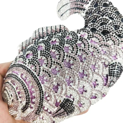 Vista 4 de Boutique De FGG Bolsos de mano con diamantes de imitación de pescado para mujer, bolsos formales de noche, bolso de graduación, boda, fiesta, bolsa