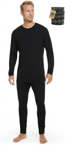 Vista 23 de MERINNOVATION Merino Wool Base Layer Set for Men 100% Merino Wool Pajamas Set Thermal Sleep PJS Lite - Midweight Top, Bottom . Carbón 165