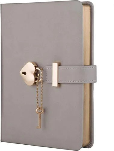Vista 9 de Diario con cerradura en forma de corazón con llave, cubierta de cuero sintético, organizador personal, cuaderno secreto para niñas y mujeres