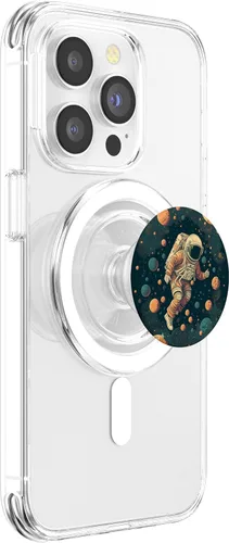 Vista 3 de Astronauta espacial y los planetas PopSockets MagSafe PopGrip para iPhone