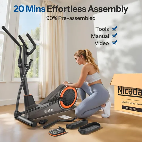 Vista 7 de Niceday Elliptical Exercise Machine, Elliptcal Machine for Home, 15.5IN&16IN&20IN Stride Elliptical Machine, 500LBS Loading Capacity, Elliptcal
