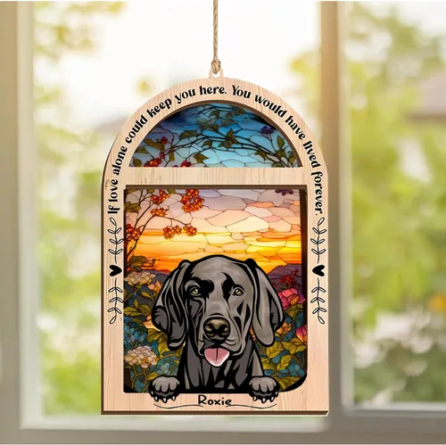 Vista 311 de LOVELYPOD Adorno de Navidad personalizado de sabueso afgano, atrapasoles con nombre, regalos de pérdida de mascotas, regalos para amantes