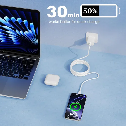 Vista 6 de Cable USB A a USB C para iPhone 18/17/16/15 (3 pies), cable USB C CarPlay Blanco