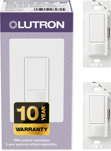 Vista 20 de Lutron Maestro Interruptor de luz con sensor de movimiento y placa de pared para baño, garaje, lavandería, cualquier bombilla, sensor de ocupación