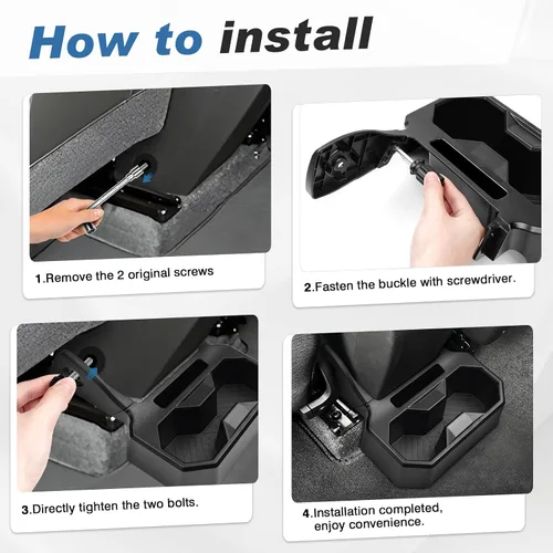 Vista 7 de Karltys Portavasos para asiento trasero de automóvil, bandeja organizadora de portavasos trasera fija con herramientas, accesorios interiores