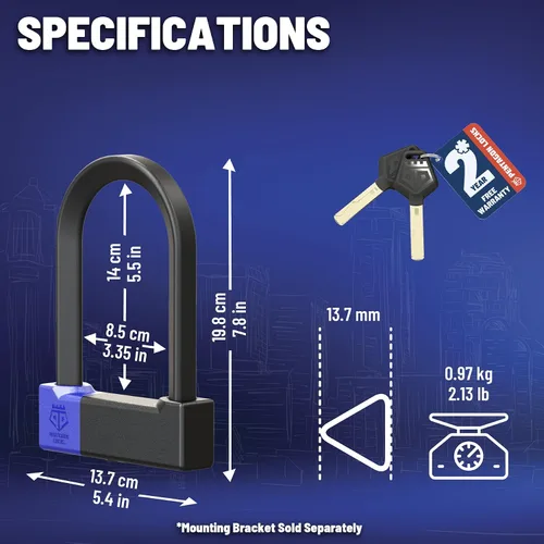Vista 5 de PENTAGON Bike U Lock - Candado antirrobo patentado de alta resistencia ULock - Ultra ligero vendido seguro oro bicicleta seguridad D bloqueo