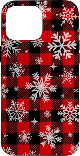 Vista 19 de Snowflakes Snow Snowing Christmas Winter Red Black Plaid Case for iPhone 17