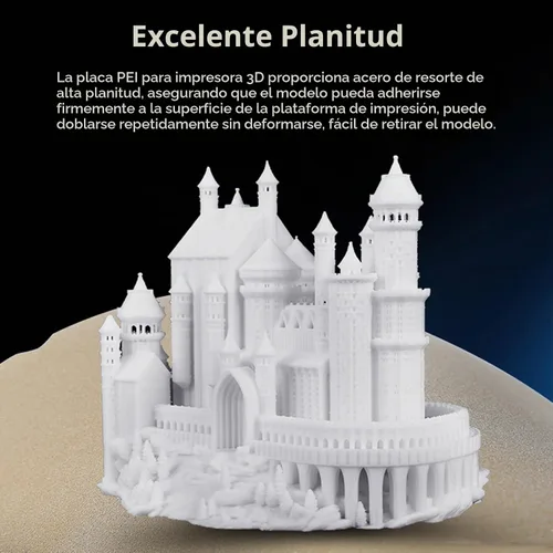 Vista 3 de Comgrow Ender 3 V3 KE PEI Hoja de acero primavera 235x235mm, cama térmica magnética flexible de hoja PEI texturizada, placa de construcción Ender 3
