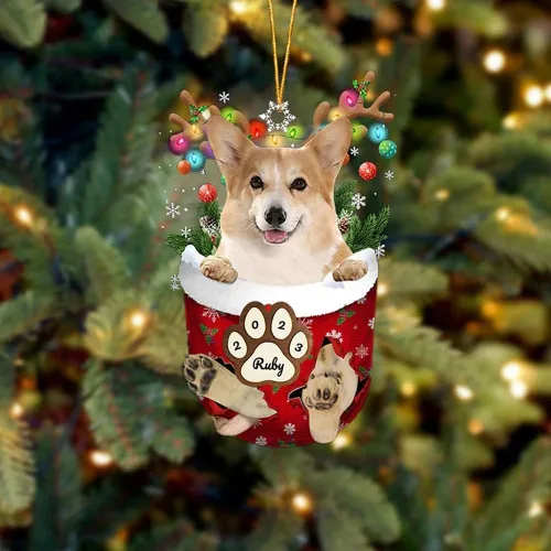 Vista 143 de Adornos personalizados de Pug cervatillo – Decoración personalizada para árbol de Navidad con patas de bolsillo de nieve