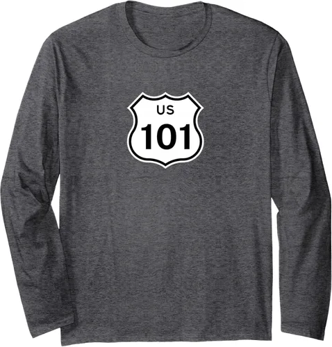 Vista 5 de Highway Sign - Camiseta de manga larga de EE.UU. Route 101, Negro