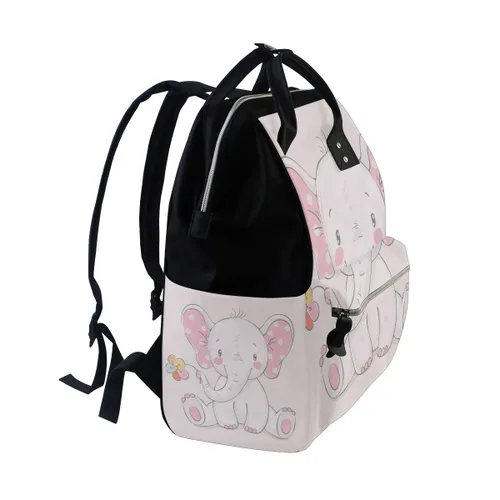 Vista 3 de ColourLife - Mochila para pañales, diseño de elefante rosa