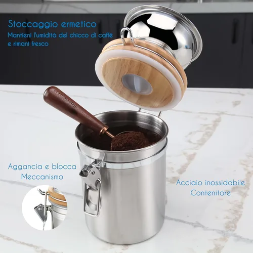 Vista 5 de Easyworkz Molinillo de café manual con recipiente hermético,Ajuste ajustable,Herramienta de molino de grano de café de rebabas de acero inoxidable