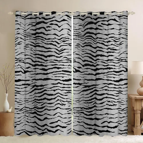 Vista 28 de Feelyou Cortinas opacas con estampado de leopardo de 30% a 50%, cortinas de oscurecimiento con estampado de guepardo para dormitorio, para niños