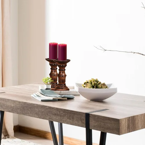 Vista 7 de pilares decorativos de madera para velas