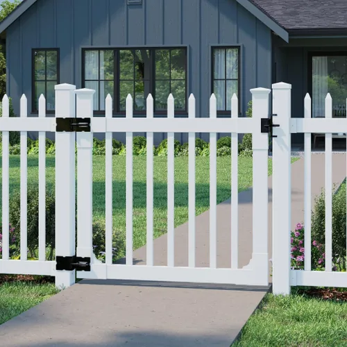 Vista 8 de WamBam Westport - Puerta de privacidad, vinilo blanco, kit de bricolaje sin excavación Privacidad de 4 pies de alto x 4 pies de ancho