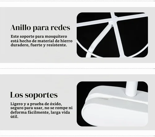 Vista 4 de Kisangel Soporte para toldo para cuna, mosquitera, poste con red de soporte, bloques de clip de anillo y 2 varillas, accesorio para cama de cuna