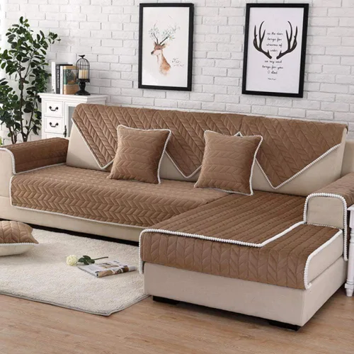 Vista 9 de Funda de sofá de tela, funda de sofá seccional para mascotas y perros, protector de muebles de sala de estar, acolchado transpirable, funda de sofá