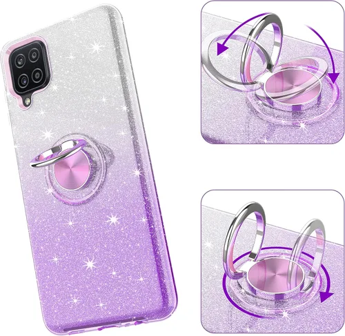 Vista 5 de TJS Funda compatible con Samsung Galaxy A54 5G, con protector de pantalla de vidrio templado, anillo de metal, soporte magnético, tono brillante
