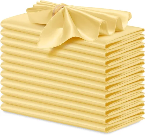 Vista 37 de P Pothuiny 12 servilletas de satén de color beige sedoso de 17 x 17 pulgadas, servilletas cuadradas lisas de tela de satén, servilletas de mesa