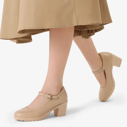 Vista 6 de DREAM PAIRS Zapatos de tacón bajo grueso para mujer, zapatos de trabajo con punta cerrada, cómodos zapatos de vestir de boda