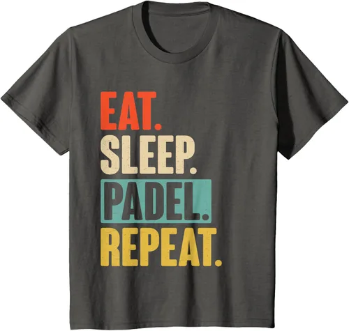 Vista 42 de Eat Sleep Padel Repeat - Camiseta de pádel retro vintage, Negro
