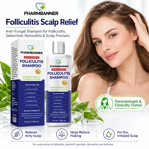 Vista 2 de PHARMBANNER Champú antifúngico para foliculitis, picazón y cuero cabelludo