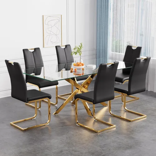 Vista 40 de Juego de mesa de comedor de 36 pulgadas para 4, moderna parte superior cuadrada de vidrio templado, mesa de patas de acero inoxidable con acabado