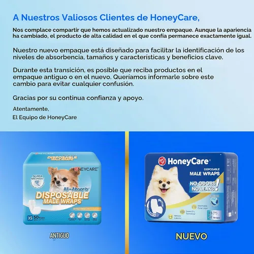 Vista 2 de HONEY CARE All-Absorb A27 - Envoltura para perro macho, 50 unidades, extra pequeña