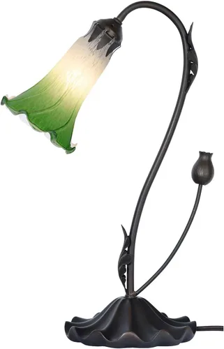 Vista 15 de Bieye L10849 Lámpara de mesa de acento de vidrio soplado con flor de lirio para decoración de sala de estar/dormitorio (1 luz, púrpura)