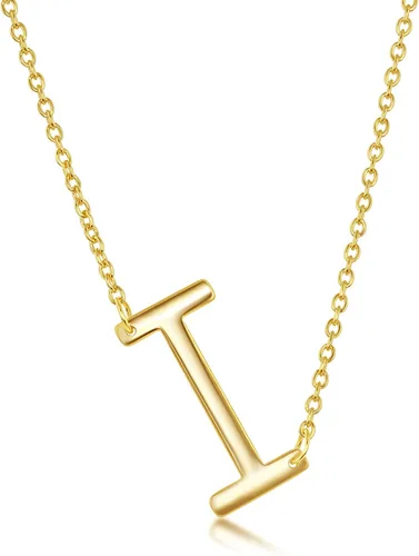Vista 7 de Dainty Sideways Initial Necklace for Women – Sterling Silver or 14K Gold Plated 20mm Alphabet Letter Pendant
