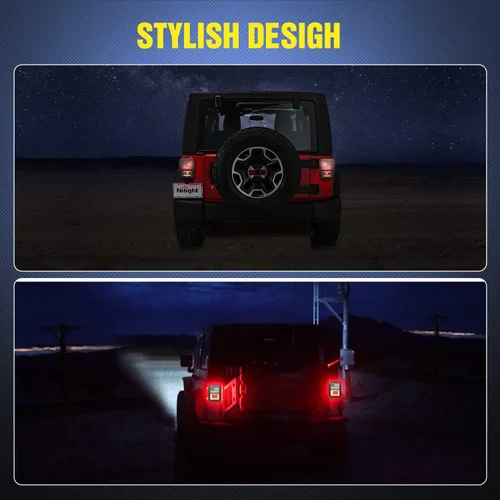 Vista 8 de Nilight Protectores de luz trasera, cubiertas de luz trasera negras para Wrangler JK Unlimited 2007-2017, par