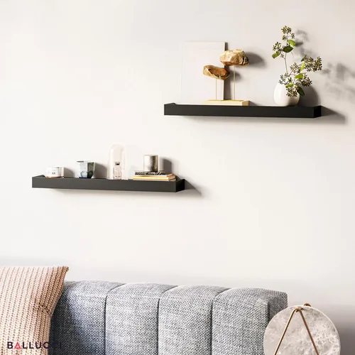 Vista 4 de Ballucci Estantes flotantes modernos de 24 pulgadas, juego de 2 repisas de madera para montaje en pared de guardería, sala de estar, baño, cocina