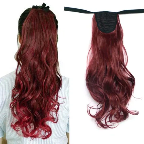 Vista 14 de Extensiones de cabello sintético de 20 pulgadas, 3.17 oz, ondulado, rizado, resistente al calor, fibra sintética para mujer