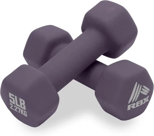Vista 13 de RBX - Juego de mancuernas de neopreno con agarre antideslizante, equipo de entrenamiento de fuerza para el hogar o el gimnasio, no ruedan