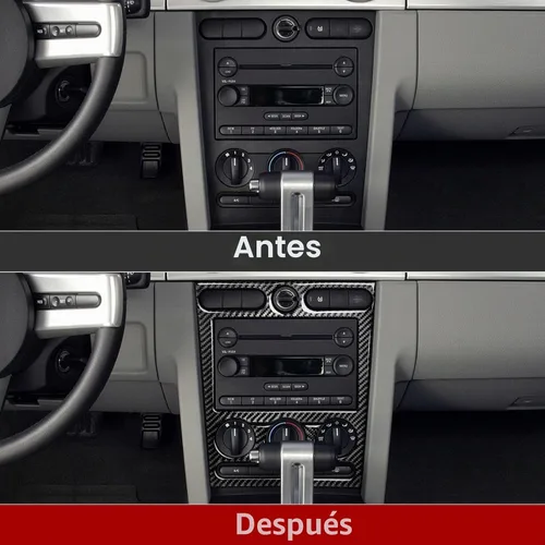 Vista 3 de Adhesivo de panel de CD para consola central de automóvil, calcomanía de fibra de carbono para Ford Mustang 2005 2006 2007 2008 2009/Shelby GT500