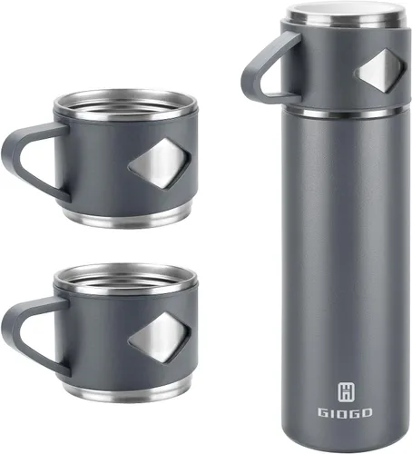 Vista 22 de Termo de acero inoxidable 500ml/16.9oz botella aislada al vacío con taza para café, bebidas calientes y bebidas frías, cantimplora de agua.