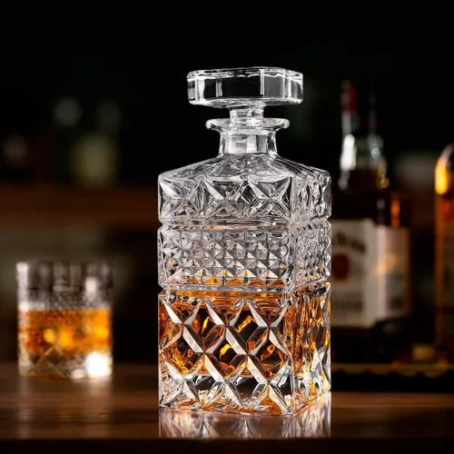 Vista 5 de Decantador de whisky, decantador de licor de 27 onzas con tapón de vidrio en caja de regalo, decantador de bourbon premium, decantador de whisky