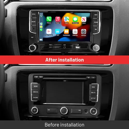 Vista 4 de Estéreo auto inalámbrico del coche de CarPlay Android para VW, 7" radio doble DIN Fits Golf Passat Jetta Tiguan, Navigation, hands-free calls