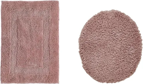 Vista 529 de Better Trends - Juego de 2 alfombras de baño 100% algodón, extra suaves, con borlas, de 17" x 24", alfombra de baño superabsorbente y reversible