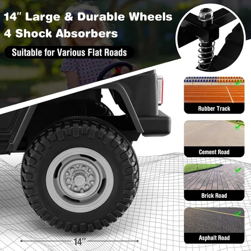 Vista 5 de Costzon Auto de 2 plazas, camión Toyota FJ40 con licencia de 12 V con control remoto de 2.4 G, suspensión de resorte, caja de almacenamiento, luces