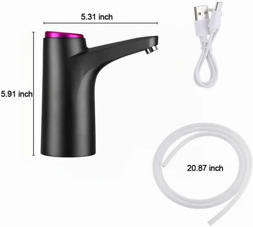 Vista 8 de Bomba automática de agua potable, dispensador de botellas de agua portátil USB inteligente con carga eléctrica USB e interruptor de apagado Negro